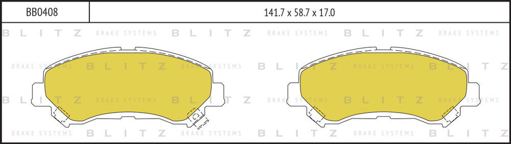 BLITZ BB0408 передние тормозные колодки Nissan: Qashqai (I, II / J10, J11 с 2007 г.в.)