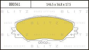 BLITZ BB0361 передние дисковые тормозные колодки Toyota RAV4 (III и IV поколения,кузов ACA3/ALA3 с 2005 г.)