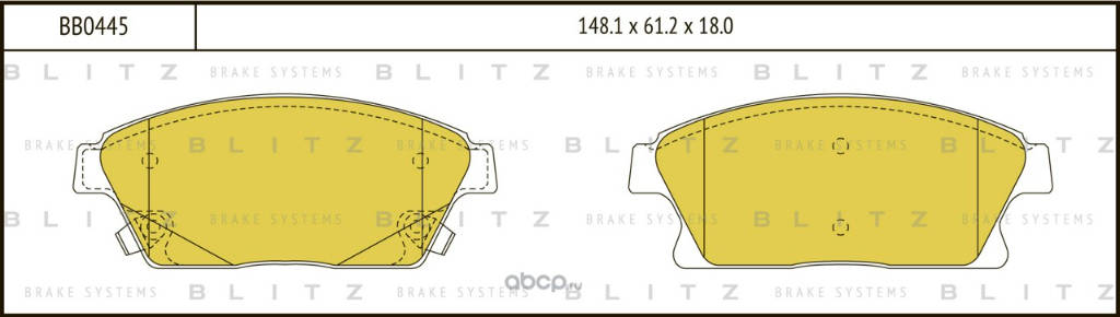 Передние тормозные колодки BLITZ BB0445 Chevrolet: Cruze (J300/J305/J308 с 2009 г.)