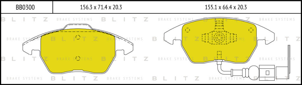 BLITZ BB0300 передние тормозные колодки Volkswagen: Passat B6 (2005—2010)
