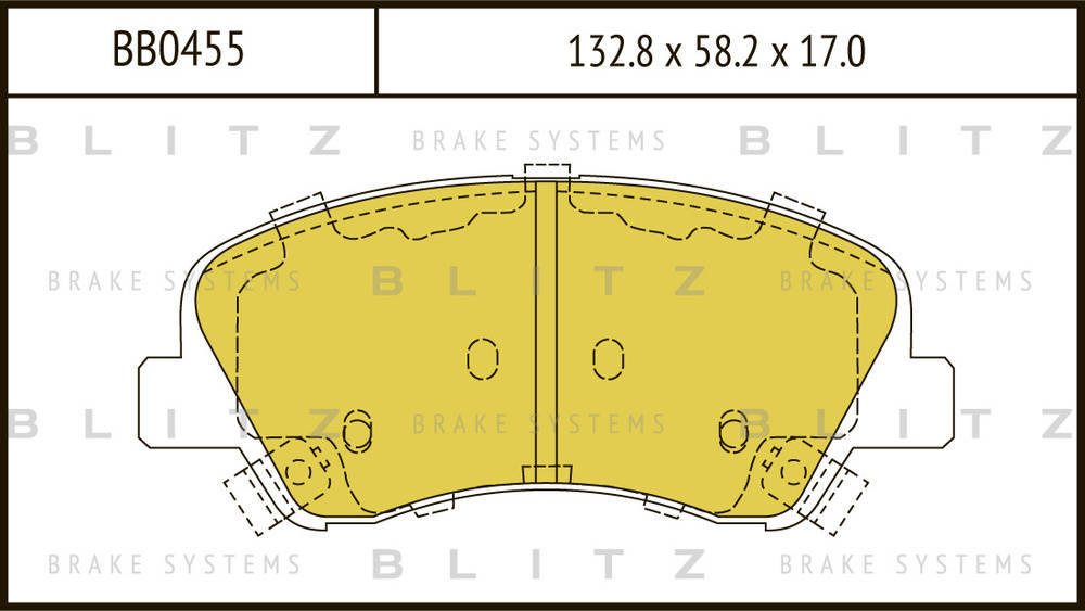 BLITZ BB0455 передние тормозные колодки Hyundai: Solaris I (2010–2017 гг.в.)