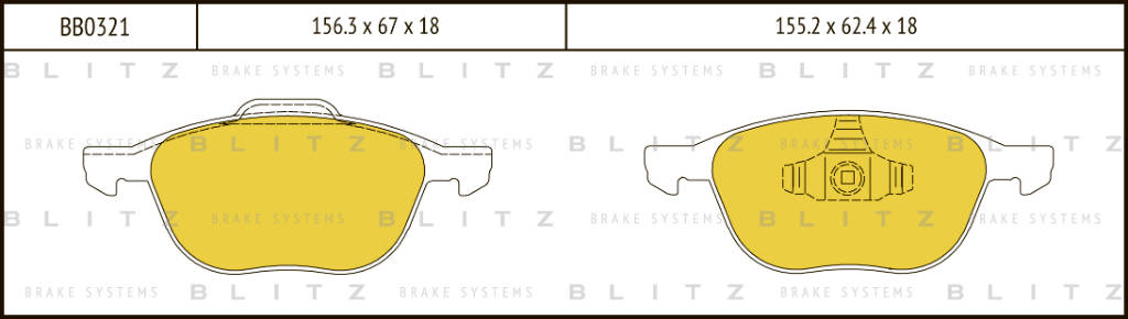 BLITZ BB0321 передние дисковые тормозные колодки Ford: Focus II (2004–2011 гг.)