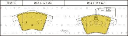BLITZ BB0311P передние тормозные колодки Volkswagen Transporter V / VI (T5, T6 с 2003 г.в)
