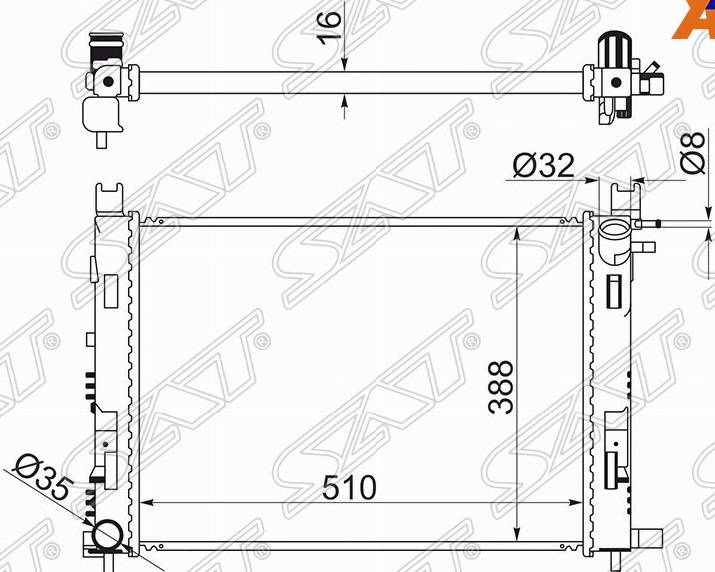 Радиатор охлаждения двигателя SG-RN0002-14-R Nissan Terrano 2014-