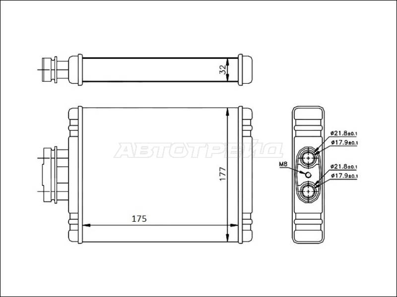 Радиатор отопителя передний ST-87-0027 Skoda Rapid 12- 8X1 CAVG