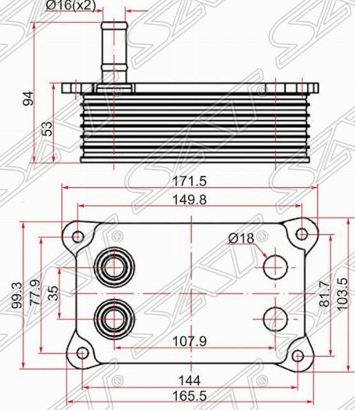 Радиатор масляный ST-1477141 Ford Mondeo 2000-2007