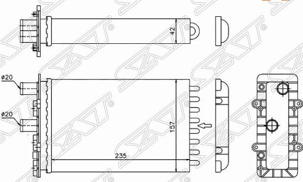 Радиатор отопителя ST-VWT4-395-A0 Volkswagen Transporter 1990-