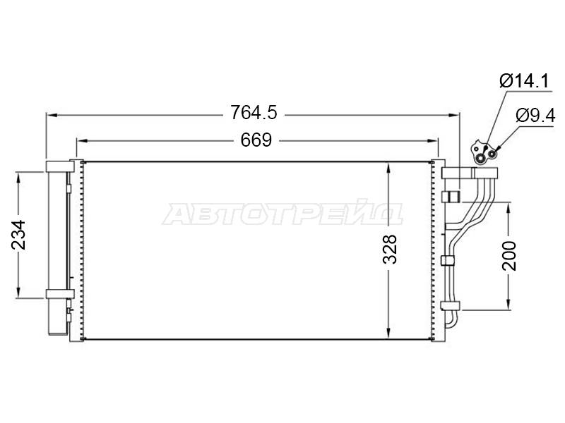 Радиатор кондиционера передний ST-47-0122 Hyundai Sonata 14-19 DN8 D4BB
