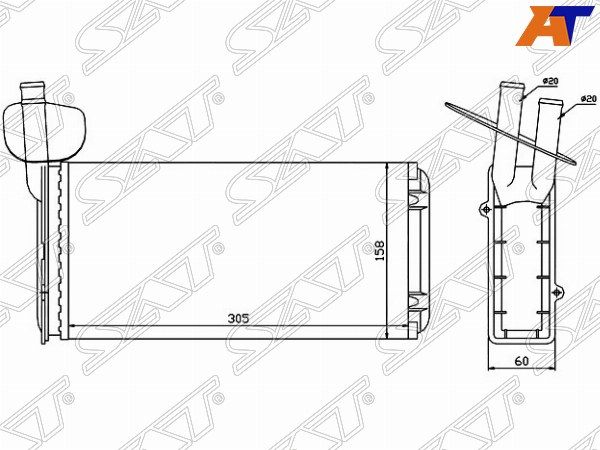 Радиатор отопителя ST-VWT4-395-0 Volkswagen Transporter 1990 T4