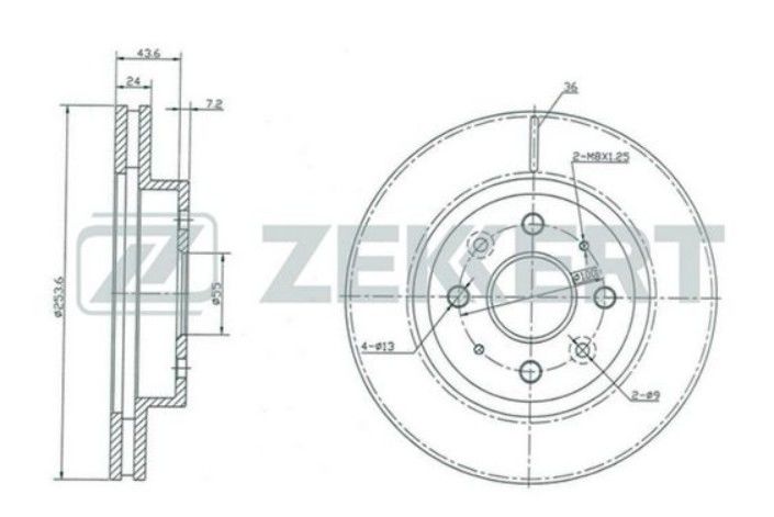 Диск тормозной левый и правый передний BS5350 Kia Rio 2000-