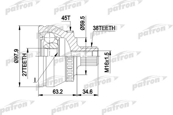 Шрус наружный Audi A4 94-01 PCV1267 B5/BD2