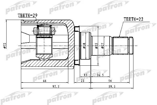 Шрус внутренний Chevrolet Aveo 02-11 PCV1750 T200/250