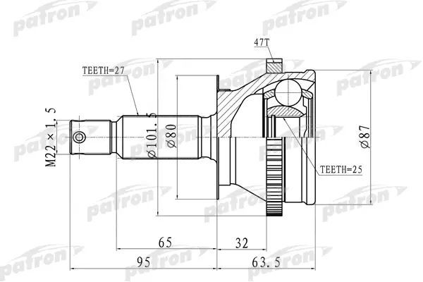 Шрус наружный Hyundai Sonata 98-13 PCV8728 EF