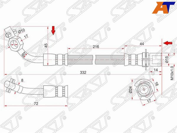 Шланг тормозной передний 9094702613 Toyota Land Cruiser 90-92