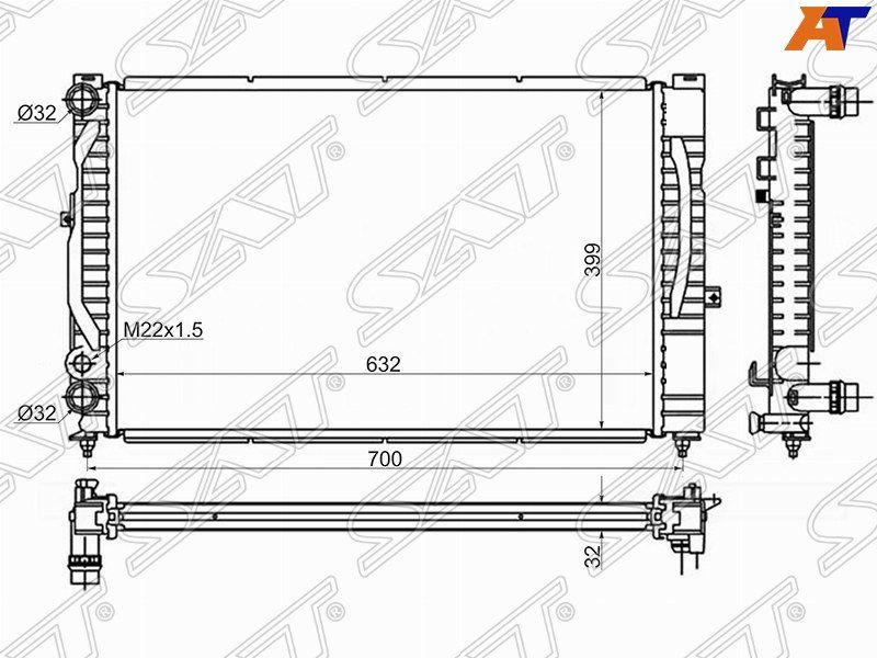 Радиатор охлаждения двигателя SG-VW0003-MT AUDI A4 B5/BD2