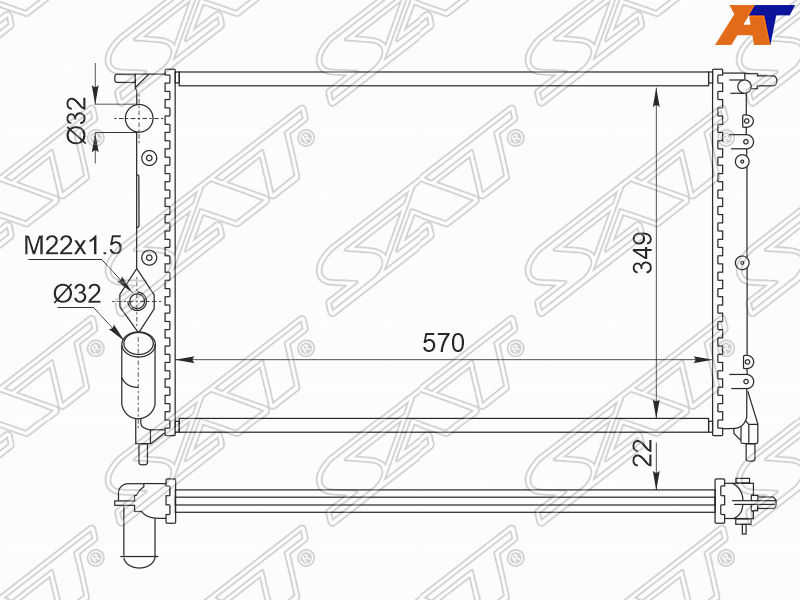 Радиатор охлаждения двигателя SGRN0019 Renault Clio