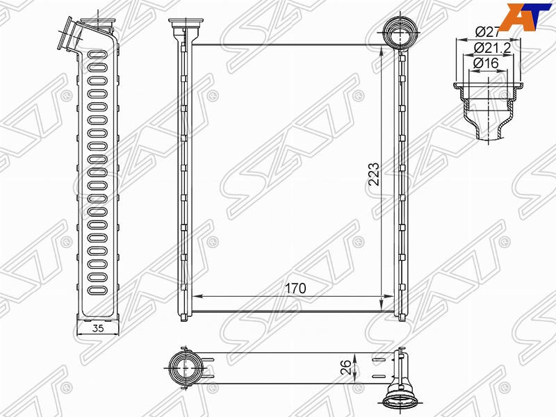 Радиатор отопителя ST-87-0001 Peugeot 308 2007-2009