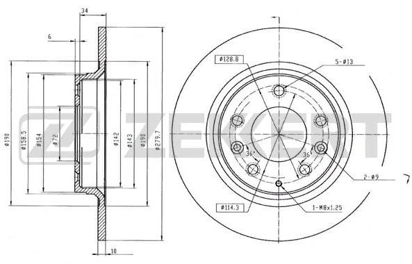 Диск тормозной задний BS5161 Mazda 323