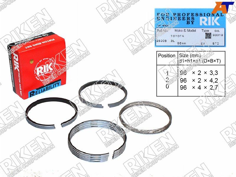 Кольца поршневые Toyota Toyoace 1996- 35892STD /LC70 3L