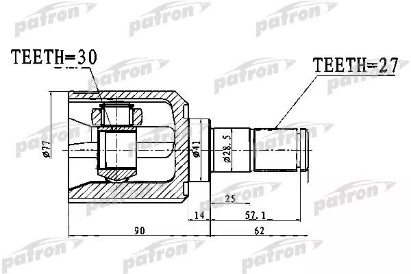 Шрус внутренний Mitsubishi Galant 96-05 PCV1760 EA3A/EA8A