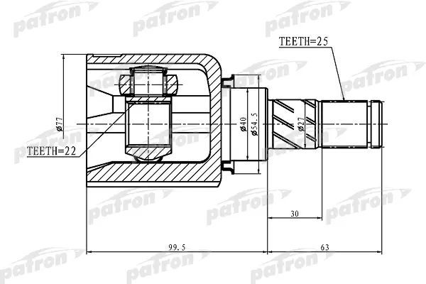 Шрус внутренний правый Nissan Almera 00-06 PCV1405 B10 /N16