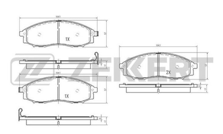 Колодки тормозные дисковые левая и правая передняя bs2522 Nissan Navara 2001-