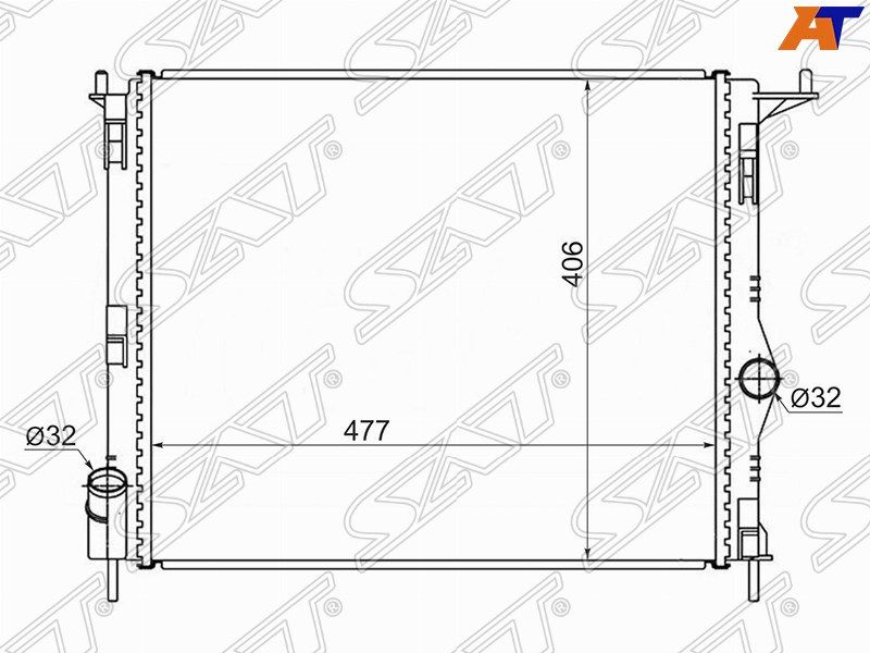 Радиатор охлаждения двигателя RN0002-08 Renault Logan 2008- 1.4/1.6