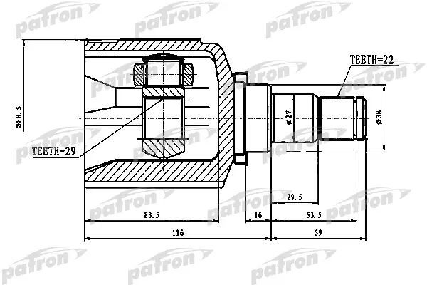 Шрус внутренний Chevrolet Lacetti 04-13 PCV1774 J200