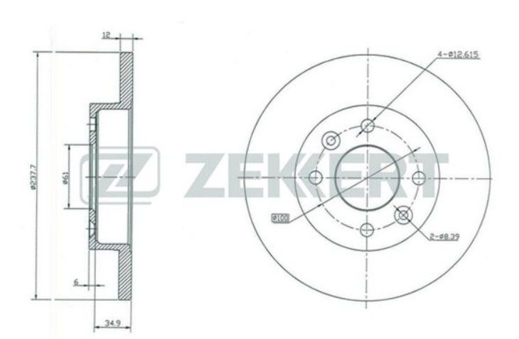 Диск тормозной Renault Clio 1990 - 1998 BS5105 B